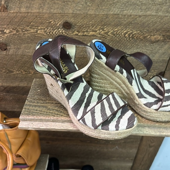 Michael Kors Womens Espadrilles Heel Brown Textile Zebra Buckle Ultra Hi… - Picture 3 of 7